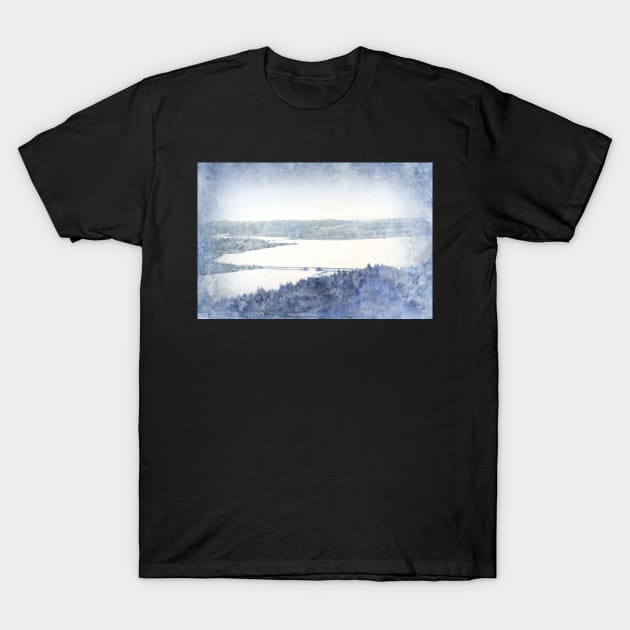 view from the Astoria Column Old Youngs Bay Bridge T-Shirt by DlmtleArt